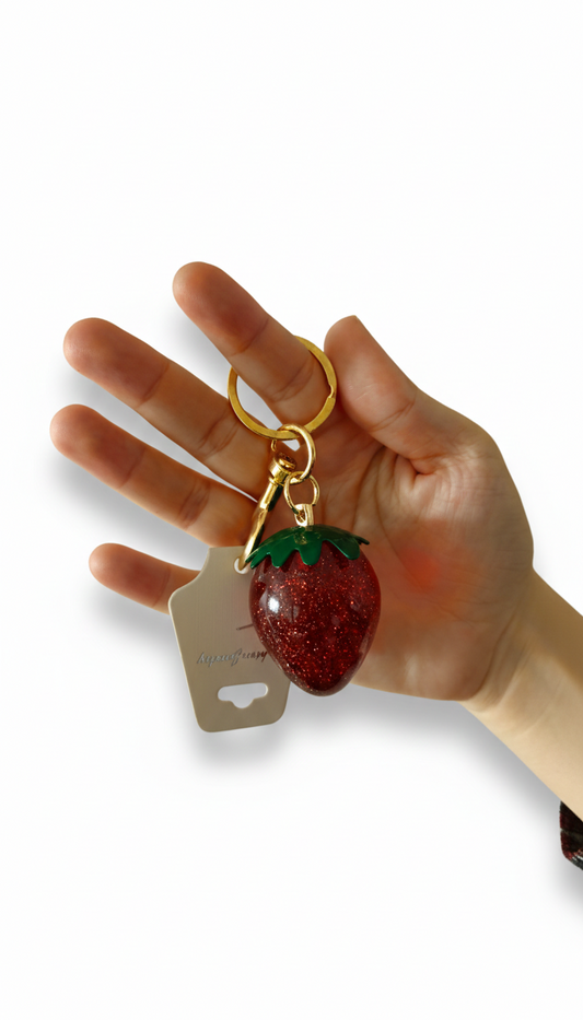 Çilek Figürlü Taşlı Çanta Charmı